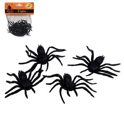 Bag of Spiders Halloween Decorations (Pk 12)