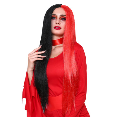 Long Straight Red & Black Temptress Wig Halloween (Pk 1)