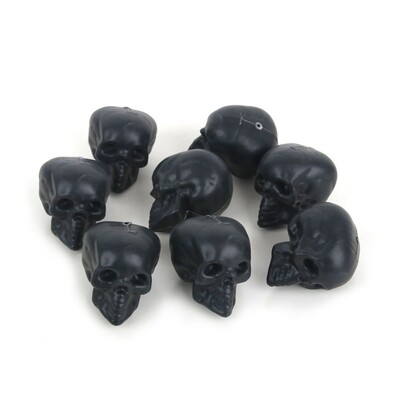 Mini Black Plastic Skull Halloween Decoration 5cm Pk 8