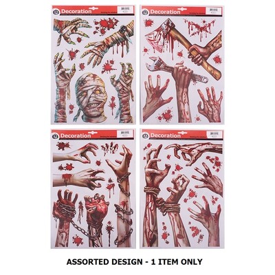 Bloody Zombie Window Stickers Halloween Decoration Assorted 1 Sheet