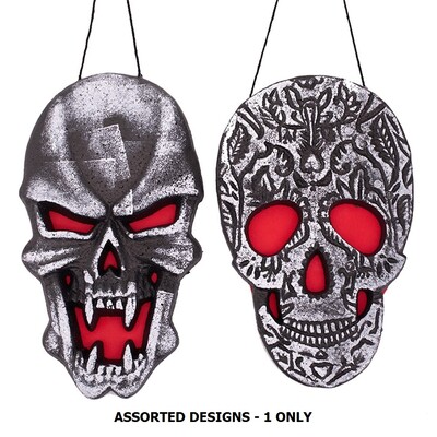 Hanging Foam Skull Halloween Decoration Assorted 36 x 22cm Pk 1