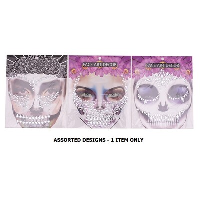 Halloween Self Adhesive Face Gems Jewels Assorted 1 Sheet
