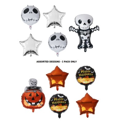 Halloween Foil Balloon Kit Assorted Designs Pk 5