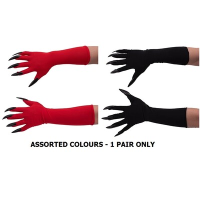 Red or Black Devil Gloves with Talons Halloween Costume 1 Pair
