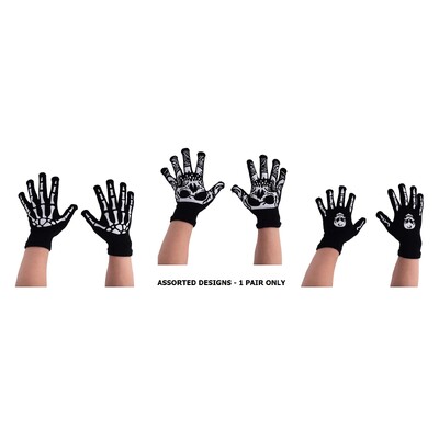 Glow In Dark Skeleton Halloween Costume Gloves Assorted 1 Pair