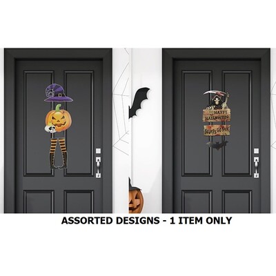 Pumpkin or Reaper Halloween Door Decoration Assorted Pk 1