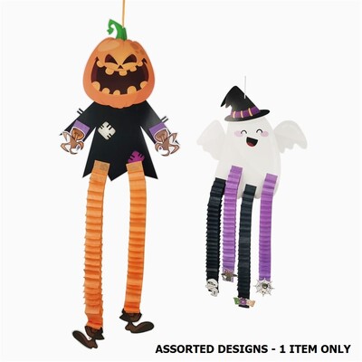 Hanging Ghost or Pumpkin Dangly Leg Halloween Decoration 90cm Pk 1