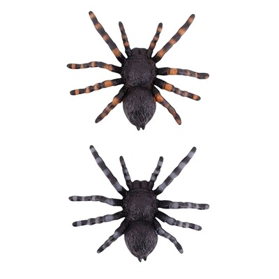 Plastic Black Spider 9cm Halloween Decoration Pk 2