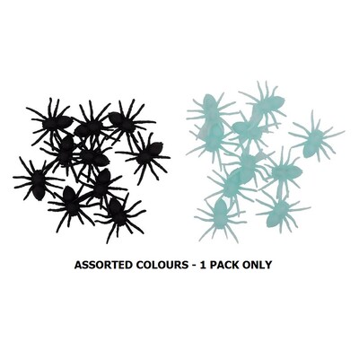 Black or Glow in Dark Spiders Halloween Decoration 5cm Pk 10