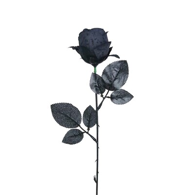 Halloween Black Rose Flower Decoration 44cm