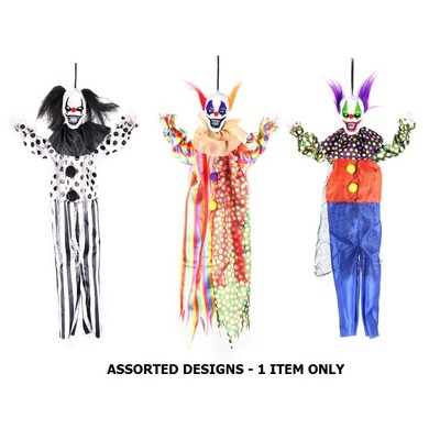 Mini Hanging Evil Clown Halloween Decoration Assorted 48cm Pk 1