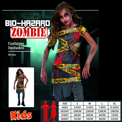 Child Biohazard Zombie Dress Costume (Large, 7-8 Yrs) Pk 1