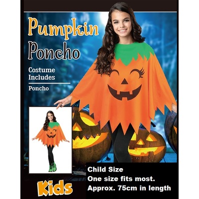 Child Halloween Pumpkin Poncho Costume (One Size) Pk 1
