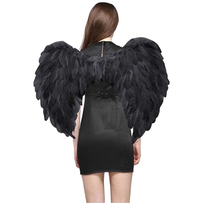 Black Angel Wings With Feathers (60 x 40cm)