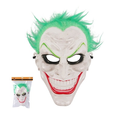 Plastic Wicked Joker with Green Hair Halloween Mask