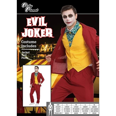 Adult Halloween Evil Joker Suit Costume (Large)