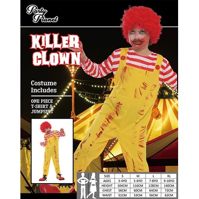 Child Killer Ronald Clown Halloween Costume (Large, 7-8Yrs)