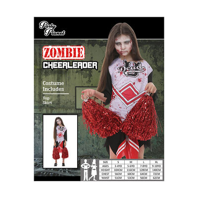 Child Halloween Zombie Cheerleader Costume (Medium, 5-6 Yrs)