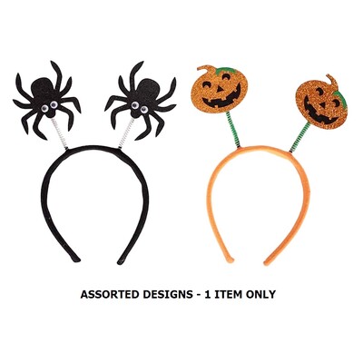 Halloween Pumpkin or Spider Glitter Headband Pk 1