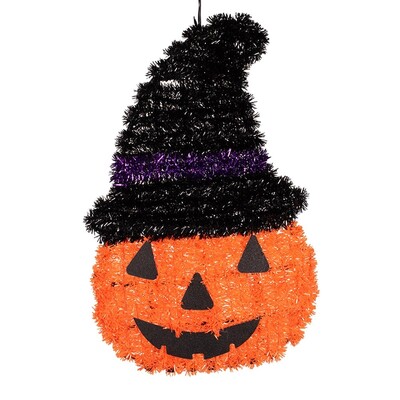 Hanging Tinsel Pumpkin Halloween Decoration
