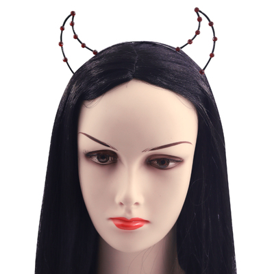 Black Wire Devil Horns with Diamantes Halloween Headband (Pk 1)