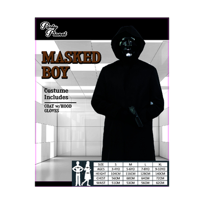 Child Black Front Masked Boy Costume (X Large, 9-10 Yrs)