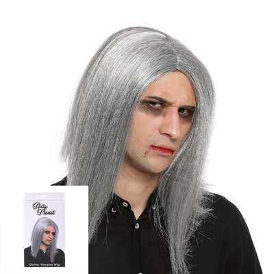Long Grey Gothic Vampire Halloween Wig