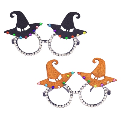 Assorted Colour Halloween Witch Hat Bling Glasses (Pk 1)
