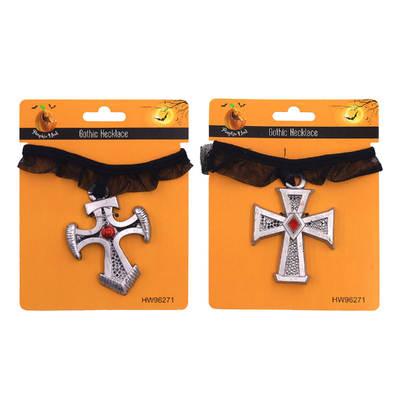 Halloween Vampire Cross Choker Necklace Assorted Designs (Pk 1)