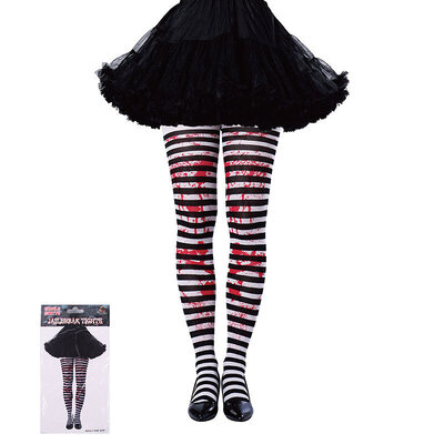 Black White Blood Splatters Halloween Jailbreak Tights (1 Pair)