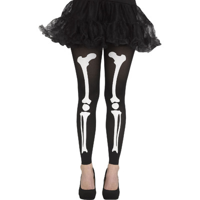 Halloween Black Skeleton Footless Tights (1 Pair)