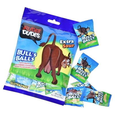 Rude Dudes Bull's Balls Sour Liquid Filled Bubblegum (80g)