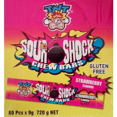 Strawberry Sour Shock Chew Bars (9g) Pk 80