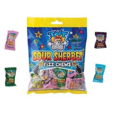 TNT Sour Sherbet Fizz Chews Mixed Flavour Candy 150g Gluten Free