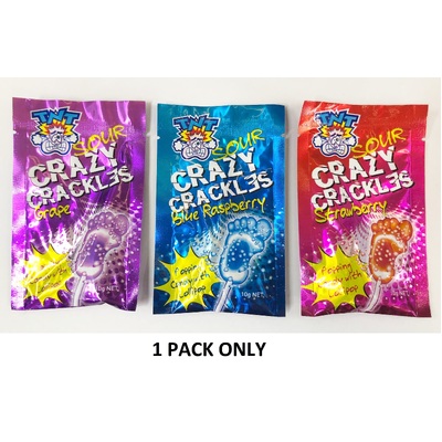 TNT Sour Crazy Crackles with Lollipop Asst Flavours 10g (Pk 1)