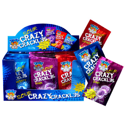 Sour Crazy Crackles with Lollipop (Assorted Flavours - 10g) Pk 36