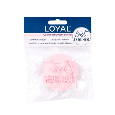 Cookie Embosser Stamp Best Teacher 60mm Fondant Biscuit Stamp Easy Grip Handle Plant Based Baking Tool LOYAL Bakeware