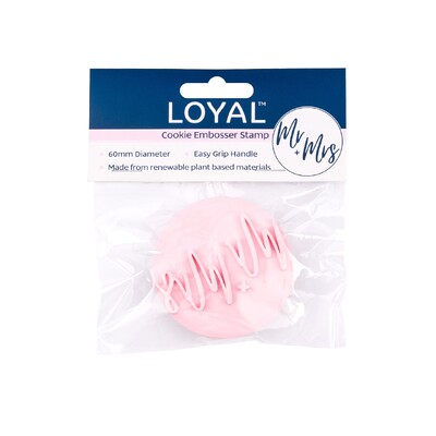 Cookie Embosser Stamp Mr & Mrs Wedding 60mm Fondant Biscuit Stamp Easy Grip Handle Plant Based Baking Tool LOYAL Bakeware