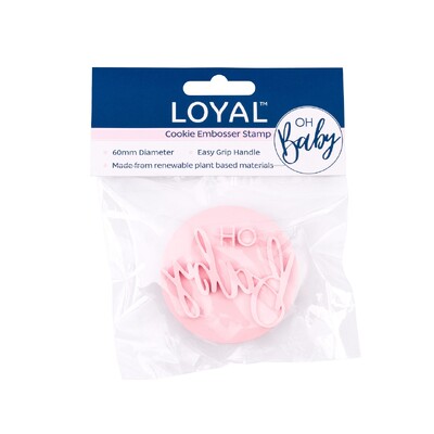 Cookie Embosser Stamp Oh Baby 60mm Fondant Biscuit Stamp Easy Grip Handle Plant Based Baking Tool LOYAL Bakeware