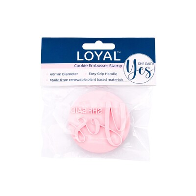 Cookie Embosser Stamp She Said Yes Engagement 60mm Fondant Biscuit Stamp Easy Grip Handle Plant Based Baking Tool LOYAL Bakeware
