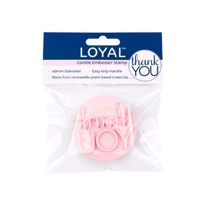 Cookie Embosser Stamp Thank You 60mm Fondant Biscuit Stamp Easy Grip Handle Plant Based Baking Tool LOYAL Bakeware
