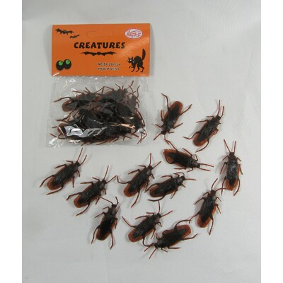 Brown Plastic Fake Cockroaches Pk 12 