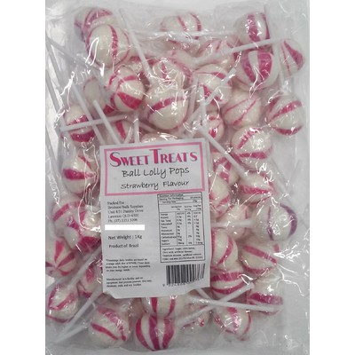 Pink Strawberry Flavour Ball Pops (1kg)