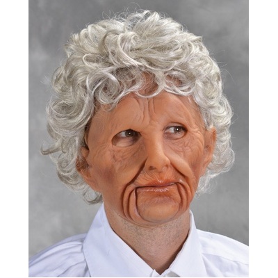Super Soft Old Woman with Hair Full Head Latex Mask
