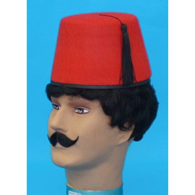 Red Fez Hat w/Black Trim Pk 1 