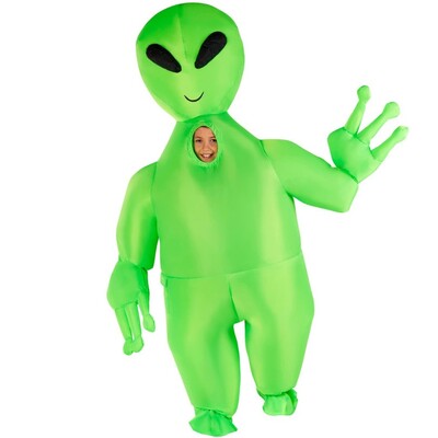 Child Inflatable Green Alien Costume One Size