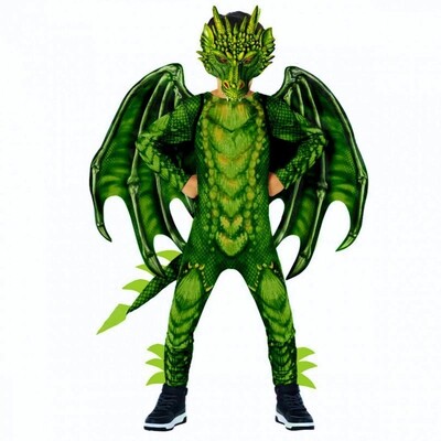 Child Green Dragon Jumpsuit Costume X Large 12-14 Yrs