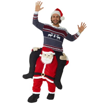 Adult Santa Piggy Back Christmas Costume One Size