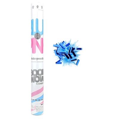 Gender Reveal Boy Blue Metallic Confetti & Powder Popper Canon 45cm (Pk 1)