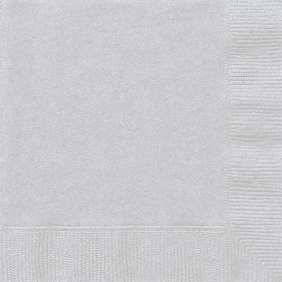 Silver 2 Ply Beverage Cocktail Napkins (Pk 20)